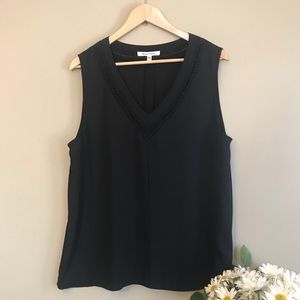 Sleeveless Crochet Accent Top XL